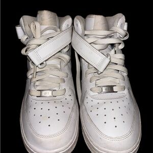 Nike White High-Top Sneakers with Strap size 7y